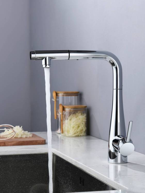 Смеситель для кухни AQUAme Cucina AQM9902CR с выдвижным изливом, хром