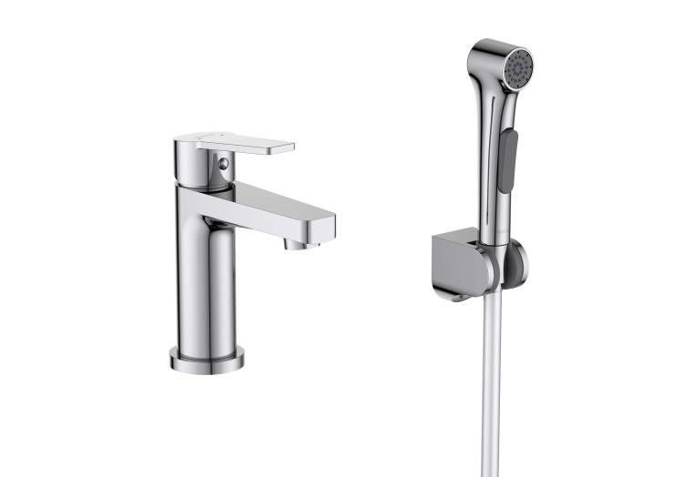 Смеситель для раковины Aquatek Лугано AQ1712CR с гигиеническим душем, хром