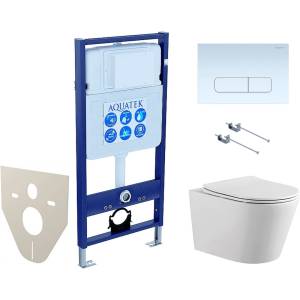 Комплект SET AQUATEK ВЕГА-1905-013 KK-1 кнопка белая, унитаз безободковый, сиденье микролифт