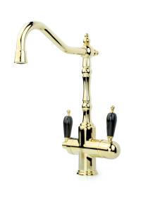 Смеситель для кухни Boheme Tradizionale Oro 112-BLC с подключением фильтра питьевой воды, С Черной Керамикой