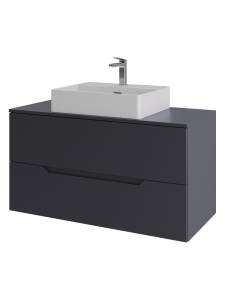 Тумба с раковиной Orange Line Li-100TugMDF+B04-500W графит матовый, 100 см
