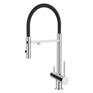 Смеситель для кухни DQ Kitchen DA1462501Chrome с подключением к фильтру, гибкий излив, хром