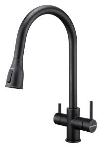 Смеситель для кухни Paulmark Lange La214212-BLM с выдвижным изливом, черный