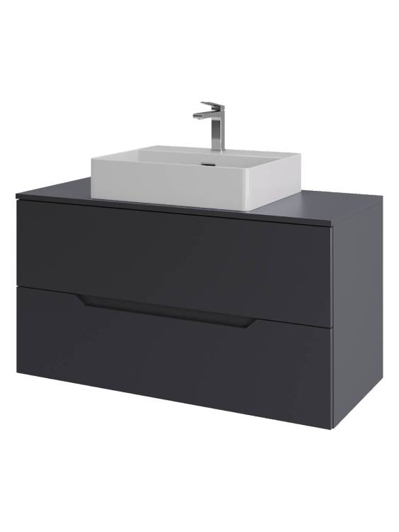 Тумба с раковиной Orange Line Li-100TugMDF+B04-500W графит матовый, 100 см