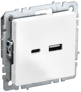 Розетка USB type A+C IEK Brite BR-U22-018-K01 белый