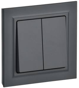 Выключатель 2-клавишный IEK Brite BR-V20-0-10-K53-F графит