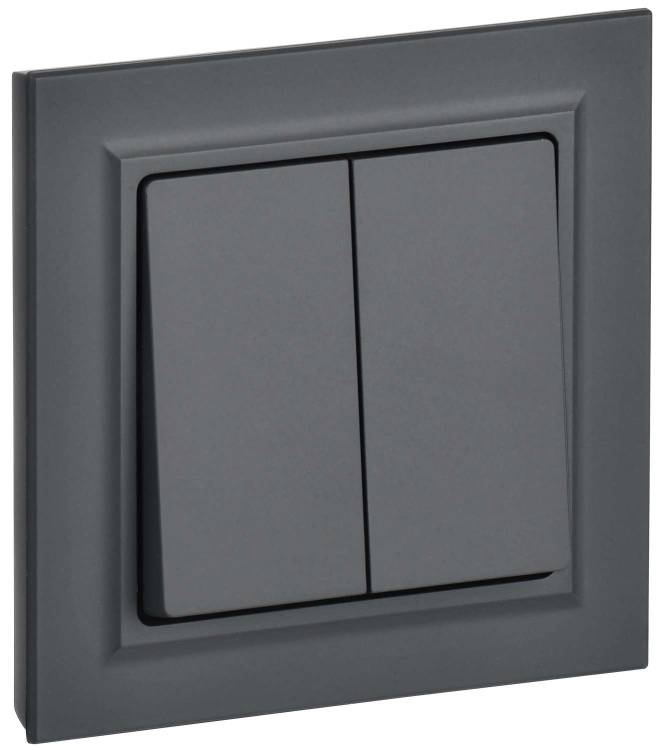 Выключатель 2-клавишный IEK Brite BR-V20-0-10-K53-F графит