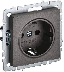 Розетка 1-местная с заземлением и шторками IEK Brite BR-R14-16-K45 темная бронза