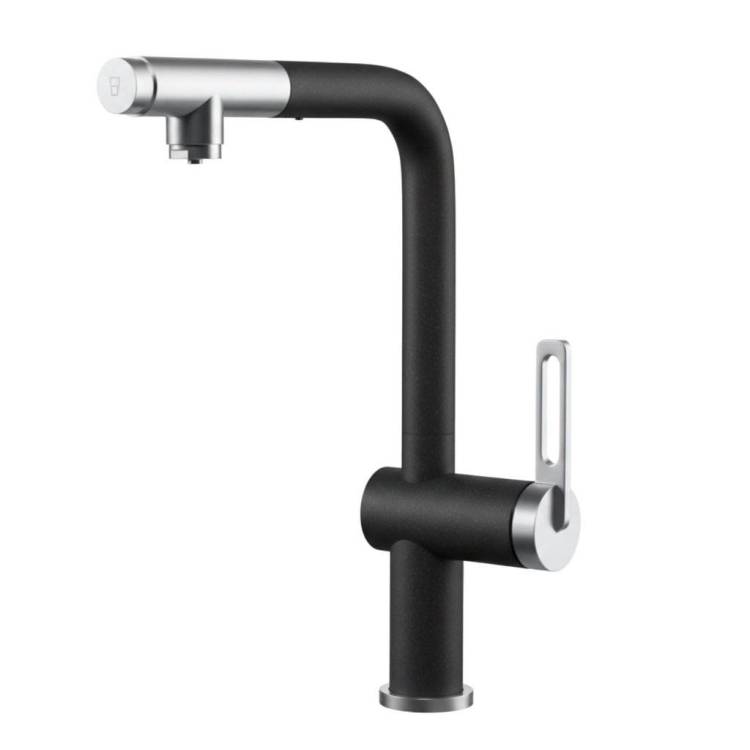 Смеситель для кухни Granula GR-8169 черный, с выдвижным изливом
