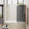 Шторка на ванну MaybahGlass MGV-603-2 поворотная, на монопетле, стекло графит, профиль бронза, 1400x400