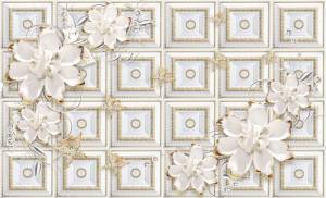 3D Фотообои Artegrafico «Керамические цветы на резном фоне» BR-095 канвас