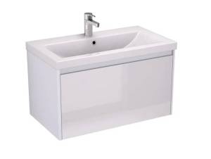 Тумба с раковиной Velvex Klaufs 80 подвесная, 1 ящик, белый глянцевый