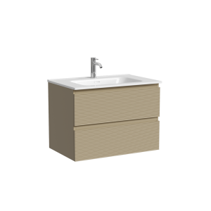 Тумба с раковиной Sancos Folk подвесная, 70x45x52, c двумя ящиками оснащенными доводчиками, Капучино