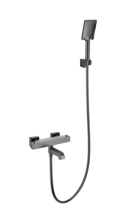 Смеситель для ванны Wonzon & Woghand WW-B2026-A1-BGG с душем и термостатом, темный графит