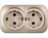 Розетка 2-местная с заземлением IEK Glory ERH21-K37M-16 шампань матовый фото 2