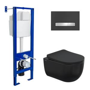 Комплект Berges Wasserhaus Atom Line 43325 кнопка SoftTouch черный/хром глянец, сиденье микролифт