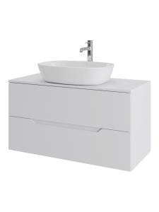 Тумба с раковиной Orange Line Li-100TuwMDF+B08-500W белая матовая, 100 см