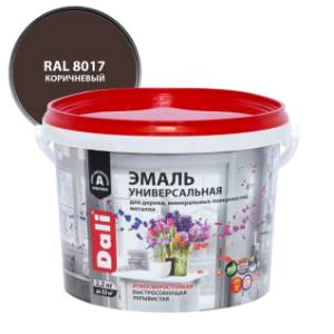 Эмаль универсальная акриловая атмосферостойкая Dali полуматовая коричневый RAL 8017 2.2 кг
