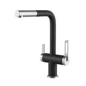 Смеситель для кухни Granula GR-8170 шварц, с выдвижным изливом