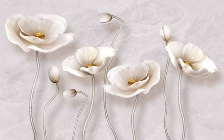 3D Фотообои Artegrafico «Фарфоровые маки» CF-001 канвас