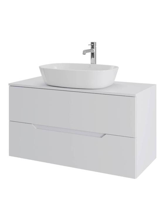 Тумба с раковиной Orange Line Li-100TuwMDF+B08-500W белая матовая, 100 см