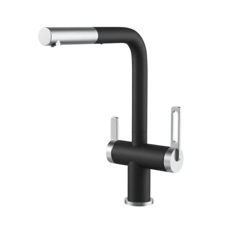 Смеситель для кухни Granula GR-8170 шварц, с выдвижным изливом