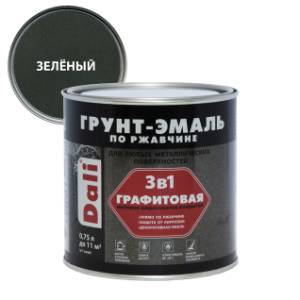 Грунт-эмаль по ржавчине 3 в 1 графитовая алкидная Dali матовая зеленый 0,75 л