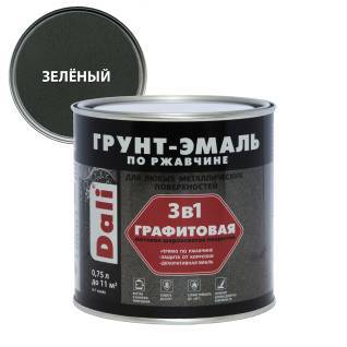 Грунт-эмаль по ржавчине 3 в 1 графитовая алкидная Dali матовая зеленый 0,75 л