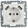 Розетка 1-местная с заземлением, шторками и USB Type A+A IEK Brite BR-R14-16-U21-D21-K01 белый фото 7