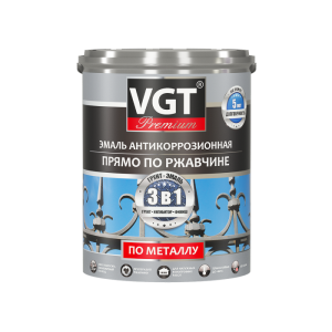 Эмаль по металлу антикоррозионная VGT ВД-АК-1179 ПРОФИ черная 0.6 кг