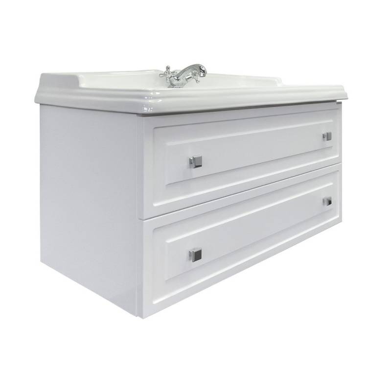 Тумба с раковиной Comforty Феррара-100 00-00020308 подвесная, белая