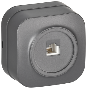 Розетка телефонная RJ11 IEK Glory ETH10-K46M сталь матовый