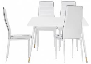Обеденная группа Woodville Урас 533230 white, стулья искусственная кожа