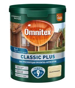 Пропитка декоративная для защиты древесины Omnitex Classic Plus ель натуральная 0.9 л