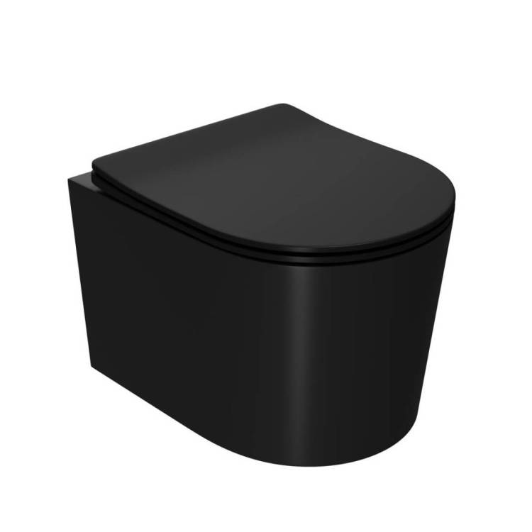Унитаз подвесной Point Веста PN41701BM безободковый, сиденье микролифт, черный матовый
