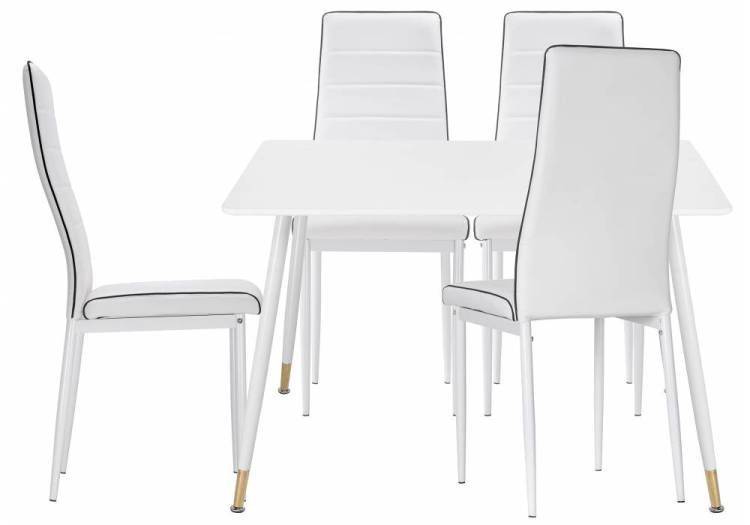 Обеденная группа Woodville Урас 533230 white, стулья искусственная кожа