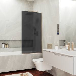 Шторка на ванну MaybahGlass MGV-84-2у стекло графит матовый, профиль бронза, 1400x400
