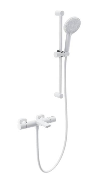 Смеситель для ванны Wonzon & Woghand WW-C2021-A-MW с душевым гарнитуром и термостатом, белый матовый