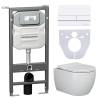 Комплект Унитаз подвесной Ceramica Nova Play CN3001 + Система инсталляции Envision CN1002W с белой кнопкой смыва и шумоизоляционной панелью CN1000