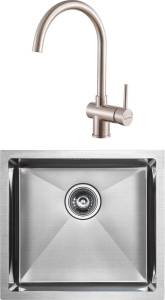 Комплект Paulmark Marx PM214844-BS брашированная нерж. сталь + Смеситель Paulmark Bend Be212066-SS для кухонной мойки