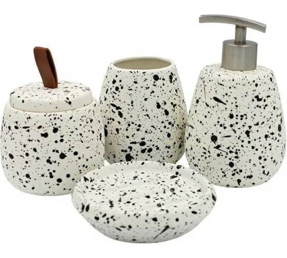 Набор аксессуаров для ванны Bath Plus Confetty W-CE1616B-SET4 белый, черный