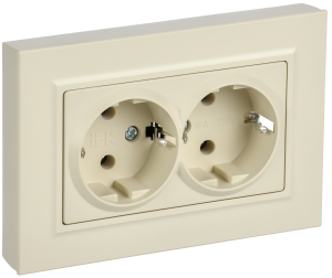 Розетка 2-местная с заземлением IEK Brite BR-R27-16-K10-F бежевый