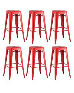 Набор из 6 барных стульев Stool Group Tolix YD-H765 LG-03 X6 красный глянцевый