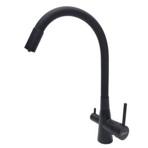 Смеситель для кухни Maretti Project Black PB31RGF71 с гибким изливом и подключением фильтра, черный