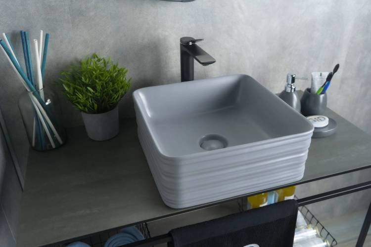 Раковина Gid Geométrico Gm965 53338 серая матовая, 38.5x38.5x13.5
