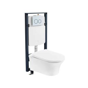 Унитаз с инсталляцией Arrow AHB2157+PG017-ZPA+AHY805+AHM002A One безободковый, с крышкой-сиденьем микролифт