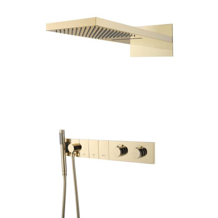 Душевая система Boheme Zodiac 133-G золотая, с термостатом
