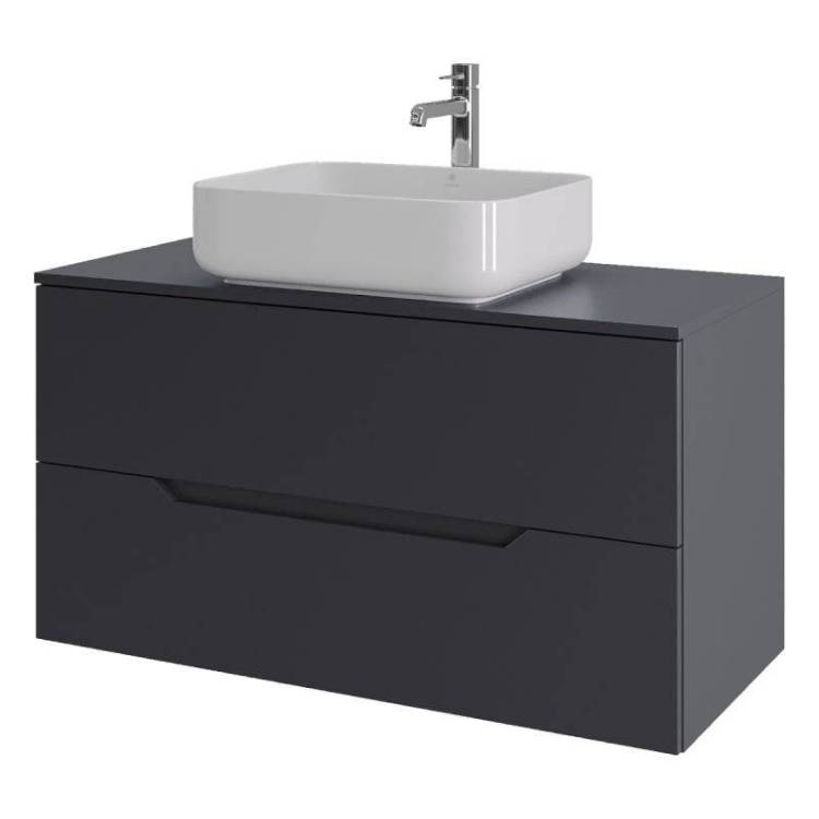 Тумба с раковиной Orange Line Li-100TugMDF+B05-500W графит матовый, 100 см