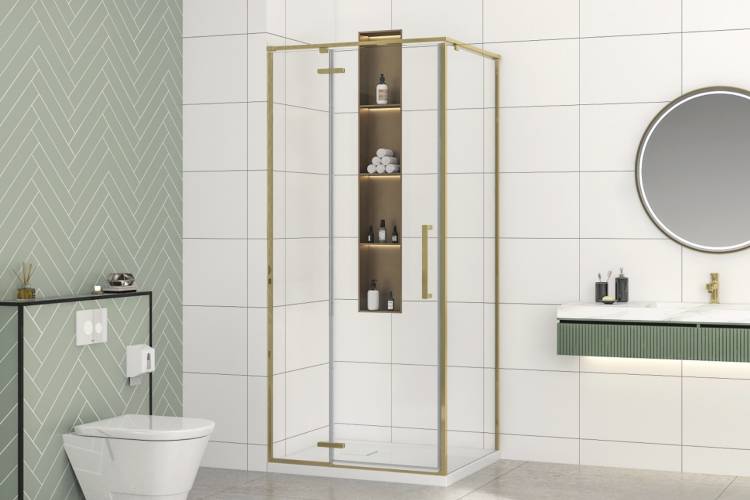 Душевой уголок Royal Bath Bern BERN-V RB8100-T-GD профиль золотой, стекло прозрачное, 100x80x195