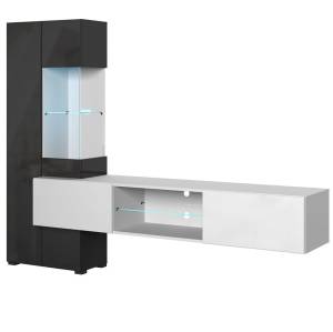Стенка в гостиную НК-Мебель Point тип-70 00-00162864 белый/черный глянец